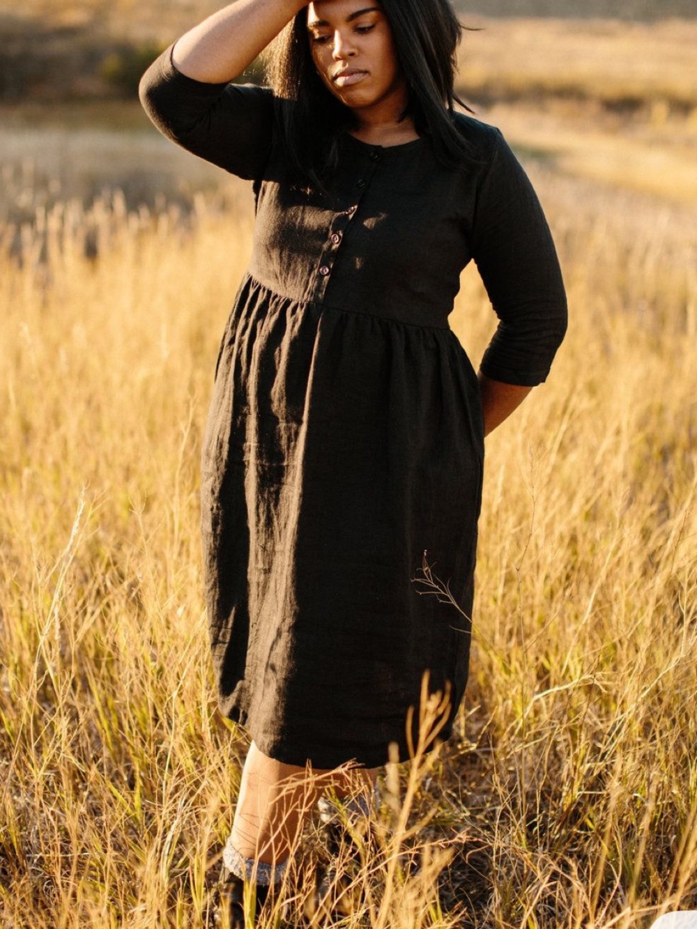 Pyne & Smith Black Linen Dress